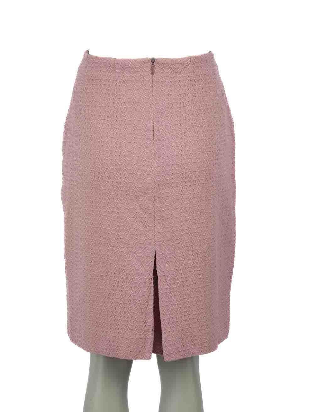 Dior Pink Wool Patterned Pencil Skirt Size XXL In Excellent Condition For Sale In London, GB