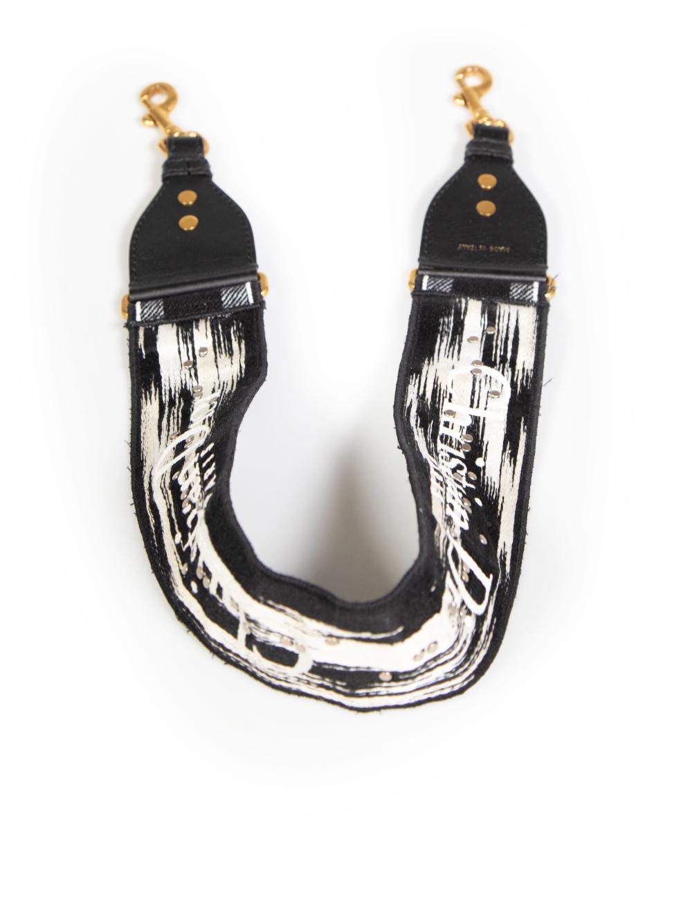 Black Dior Plaid Studded Bag Strap