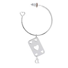 Dior Playing Card Hoop Silver Earrings