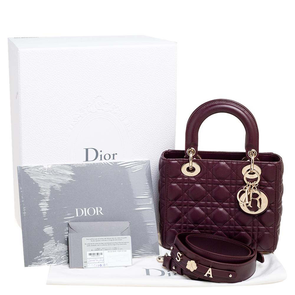 Dior Plum Cannage Leather Small Lady Dior Tote 7