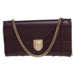 Dior Plum Leather Diorama Wallet on Chain