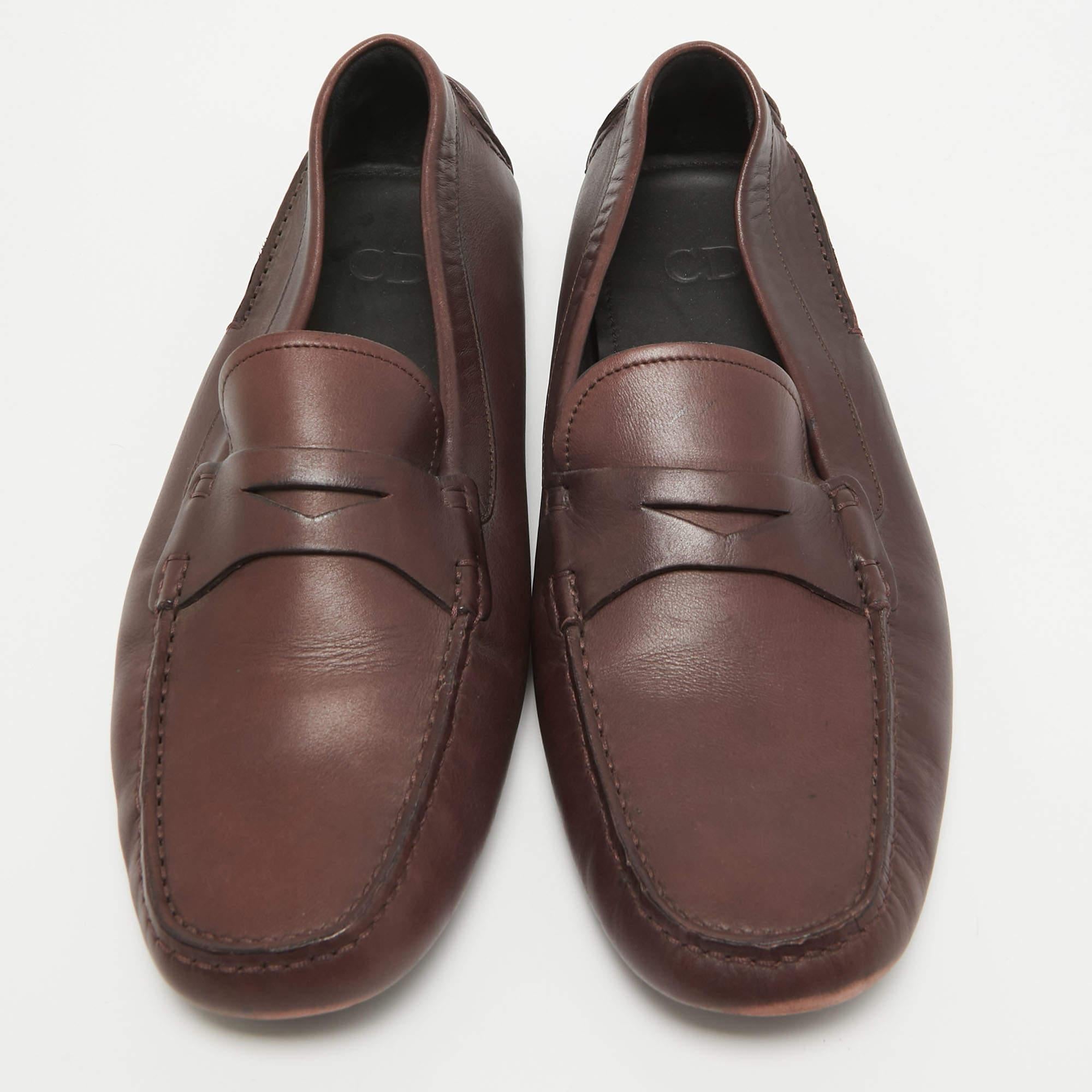 Black Dior Plum Leather Penny Loafers Size 43