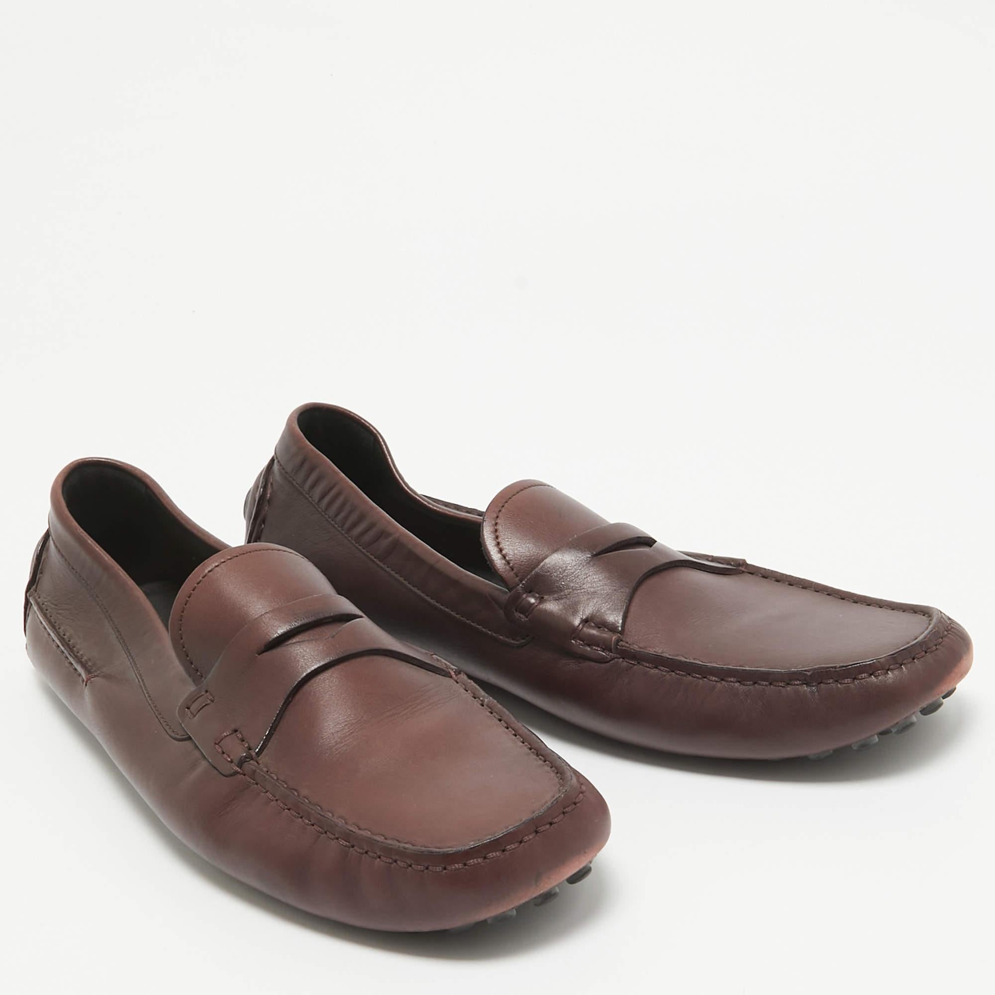 Dior Plum Leather Penny Loafers Size 43 In Good Condition In Dubai, Al Qouz 2