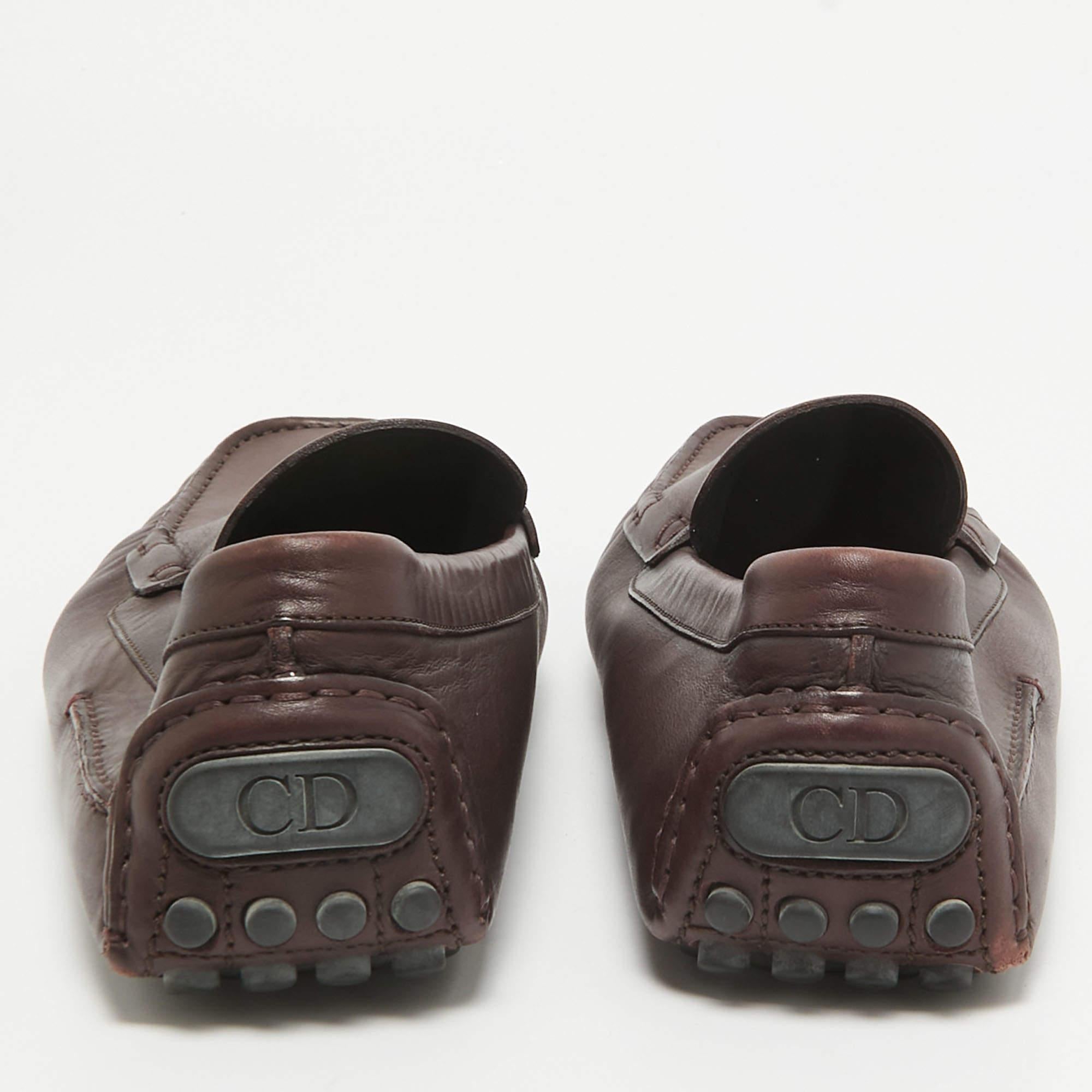 Men's Dior Plum Leather Penny Loafers Size 43