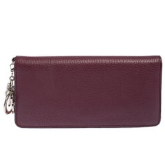 Dior Plum Leather Voyager Bifold Continental Wallet