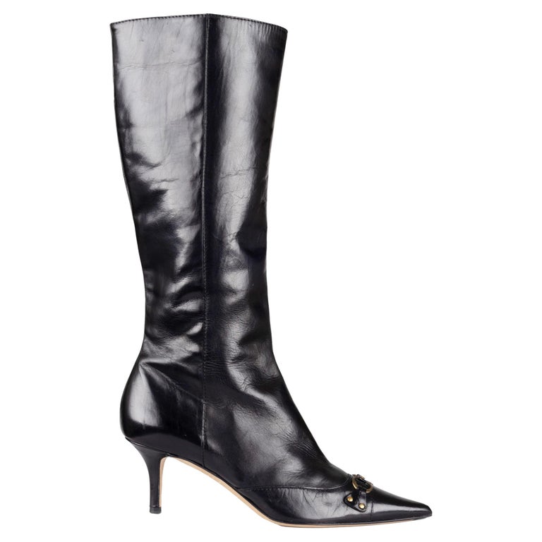 Chanel Vintage Gold Suede Fold CC Knee Length Boots Size 41 at 1stDibs