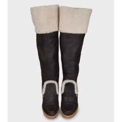 Dior Polaire Chocolate Suede Shearling Boots - Size 40