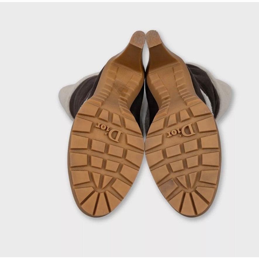 Dior Polaire Schokolade Wildleder Shearling Stiefel - Größe 40 Damen im Angebot