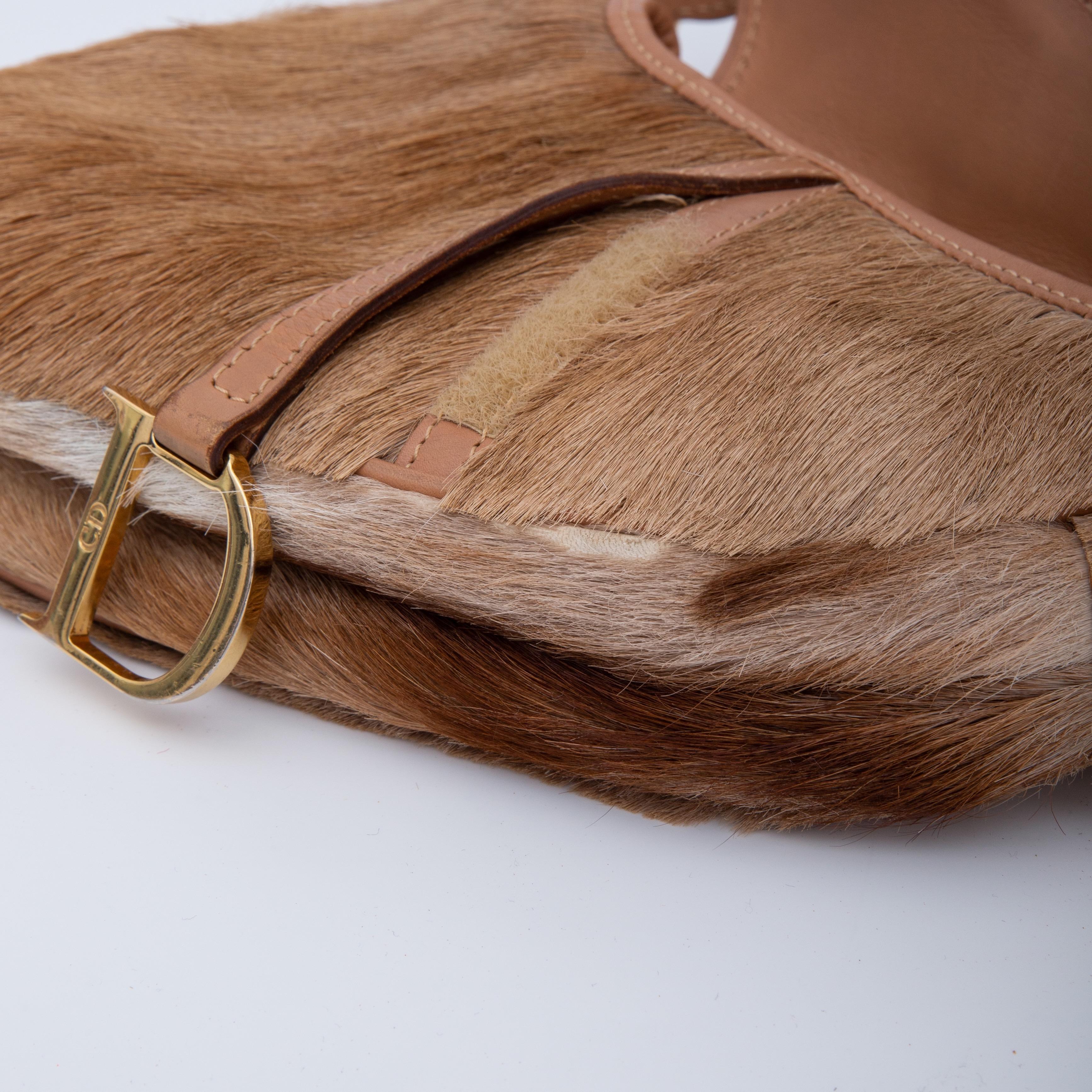 Dior Pony Hair Brown Mohawk Saddle Bag Brown (2000) In Good Condition In Montreal, Quebec