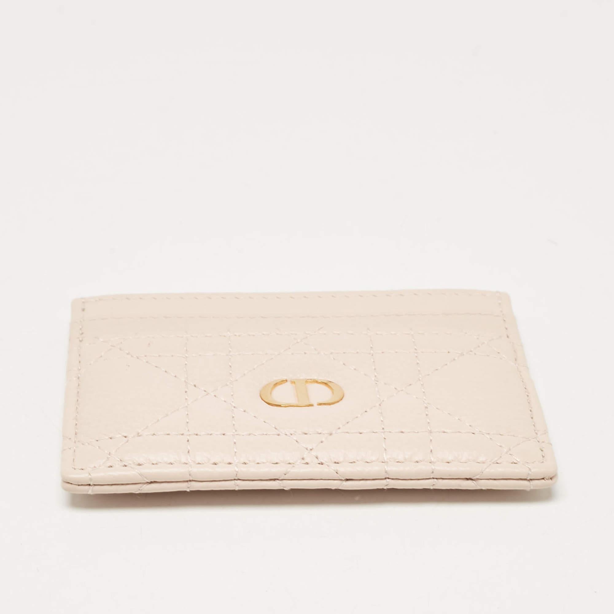 Dior Powder Pink Cannage Leather Caro Freesia Card Holder 1