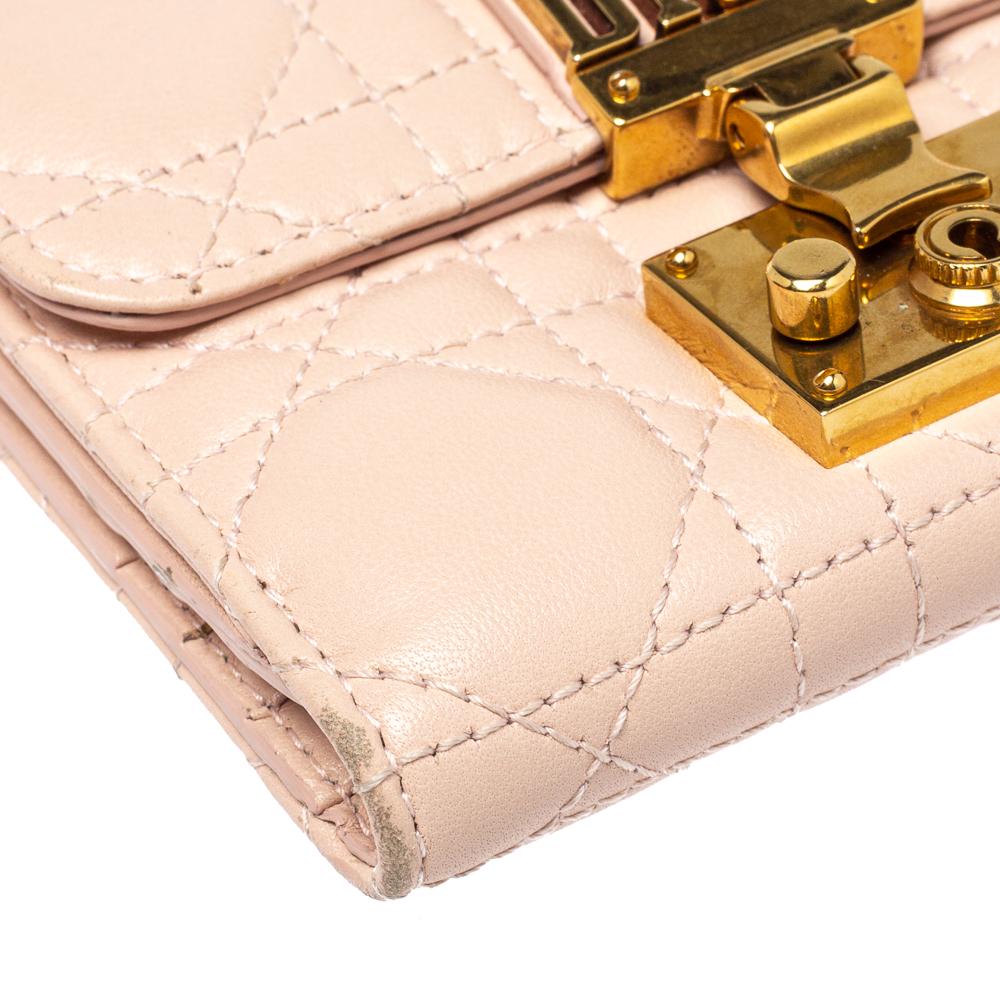 Dior Powder Pink Cannage Leather Dioraddict French Wallet 2