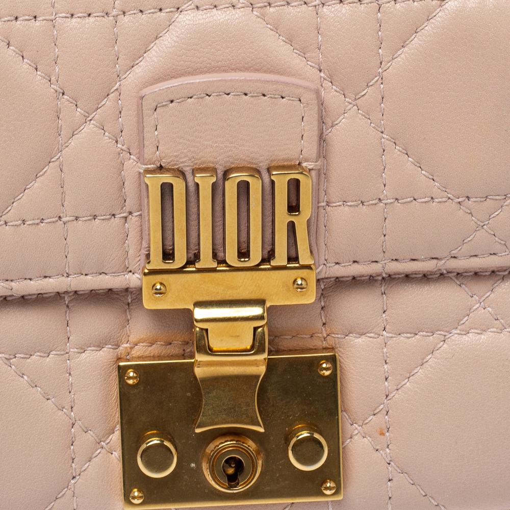 Women's Dior Powder Pink Cannage Leather Dioraddict French Wallet