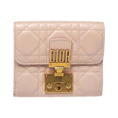Dior Powder Pink Cannage Leather Dioraddict French Wallet