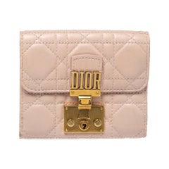 Dior Powder Pink Cannage Leder Dioraddict Französisch Brieftasche
