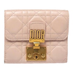 Dior Powder Pink Cannage Leather Dioraddict French Wallet