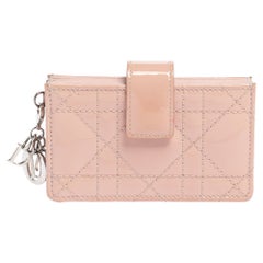 Dior Powder Pink Cannage Patent Leather Lady Dior Gusset Card Case