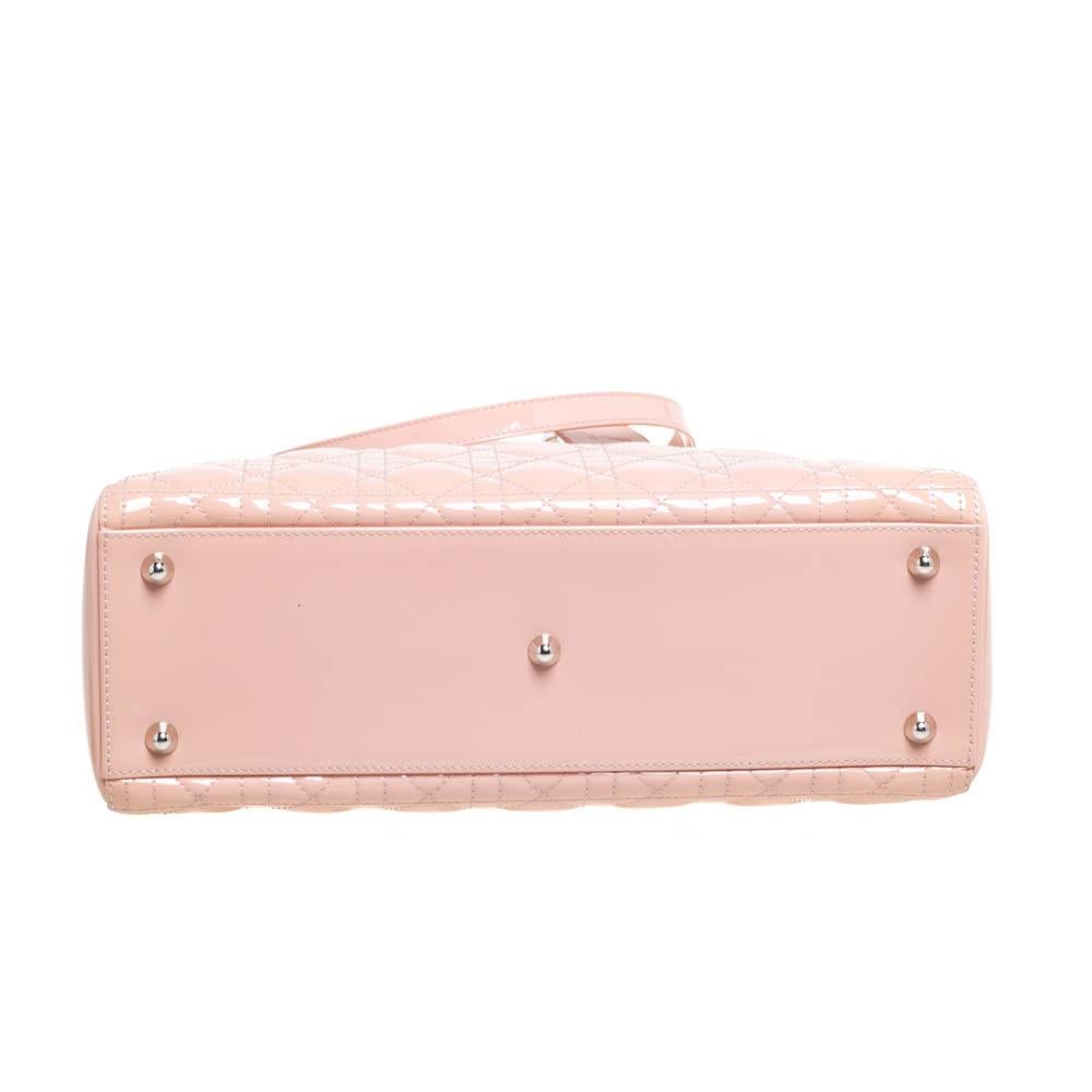 Dior Powder Pink Cannage Patent Leather Large Lady Dior Tote 2