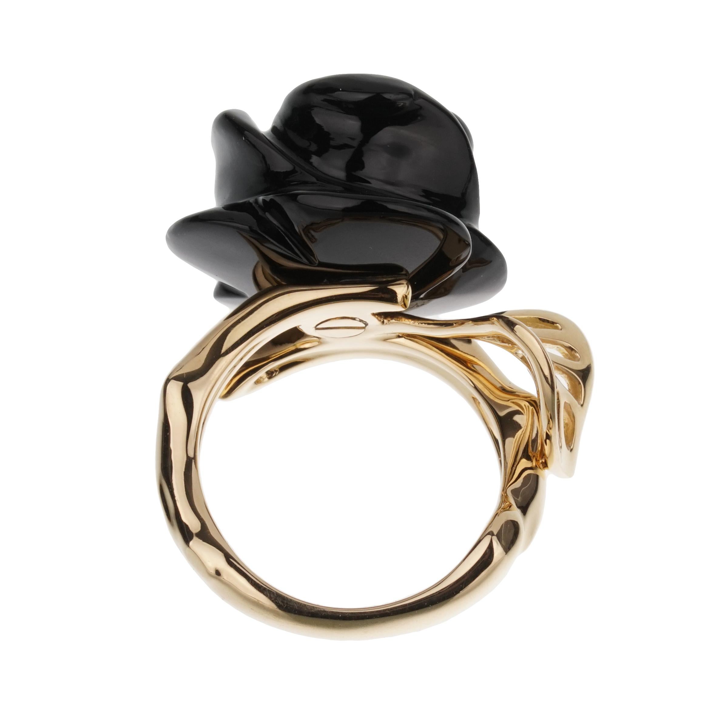 Women's or Men's Dior Pre Catelan Onyx Diamond 18k Yellow Gold Cocktail Ring