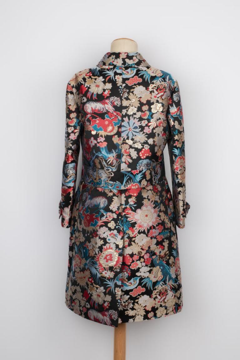 Dior Printed Coat with Black Silk Lining In Excellent Condition For Sale In SAINT-OUEN-SUR-SEINE, FR