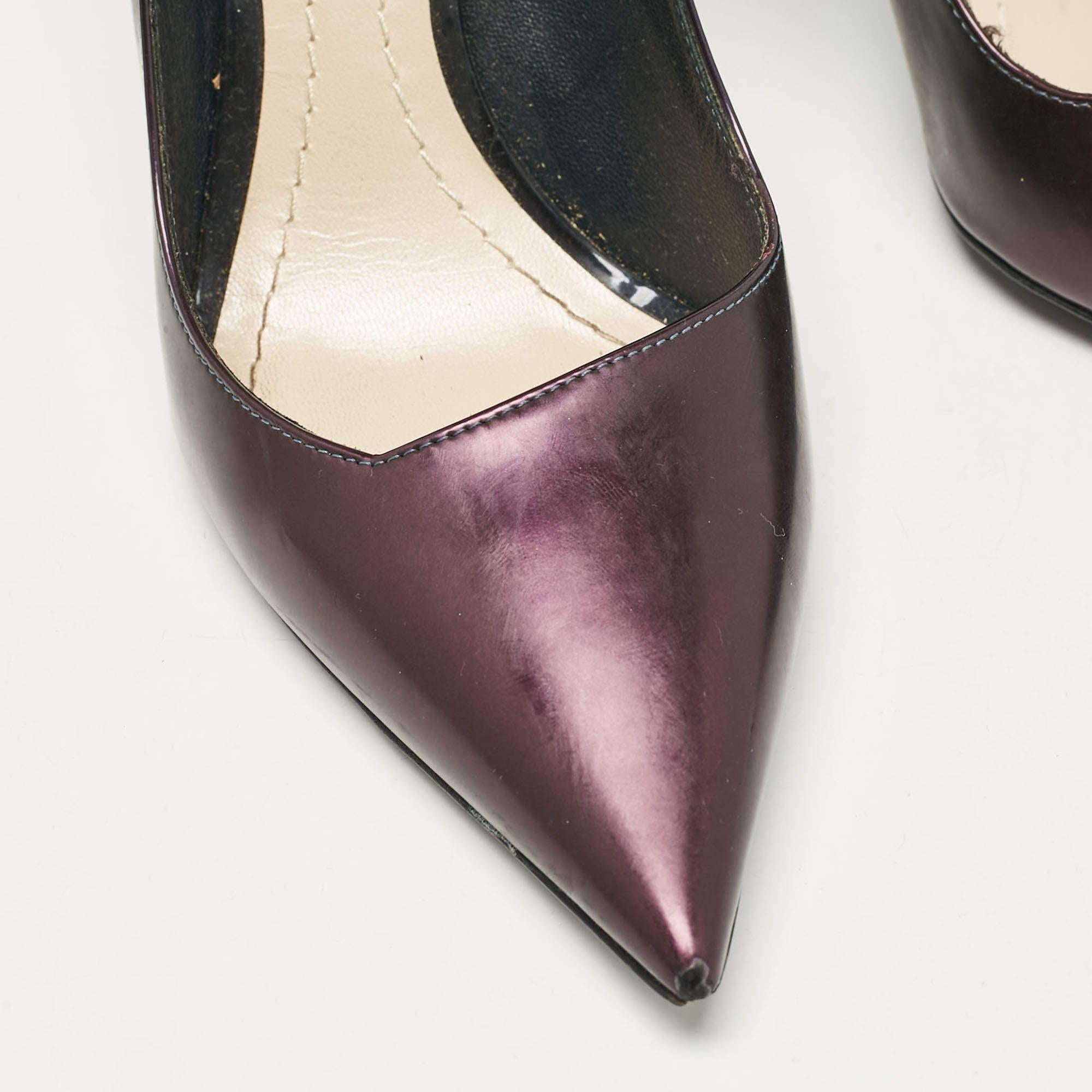 Dior Lila/Schwarze Lackleder-Pumps mit spitzer Zehe Größe 36 im Angebot 3