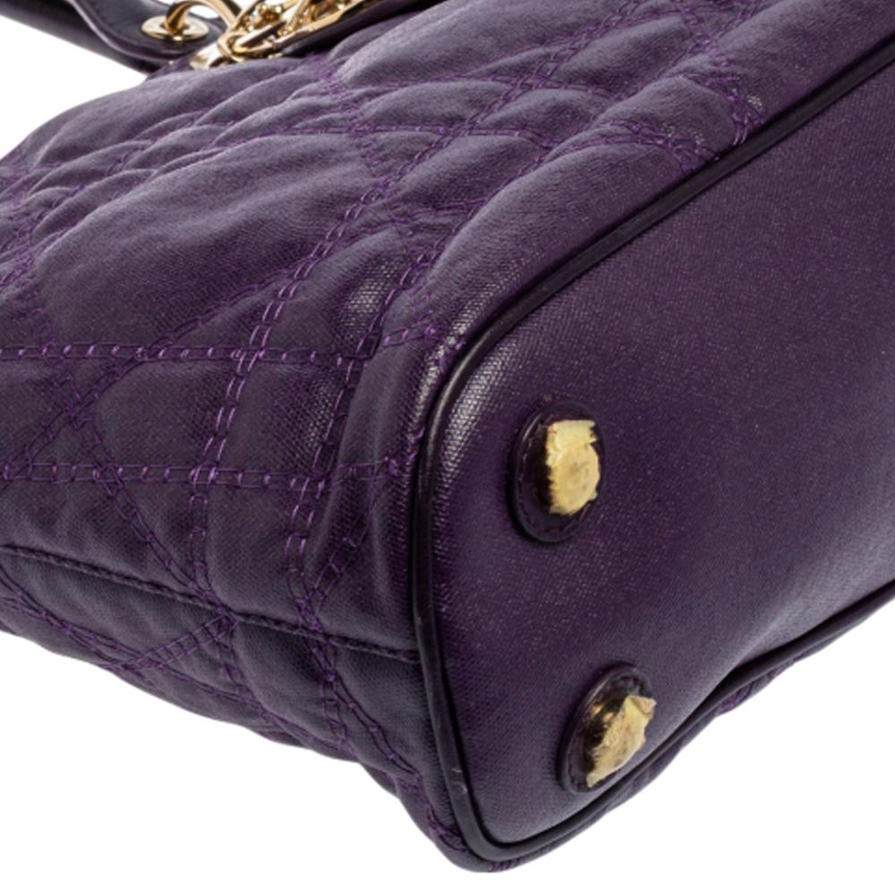 Dior Purple Cannage Coated Canvas Soft Lady Dior Tote In Good Condition In Dubai, Al Qouz 2