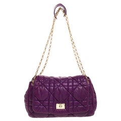 Dior Purple Cannage Leather Chain Flap Shoulder Bag