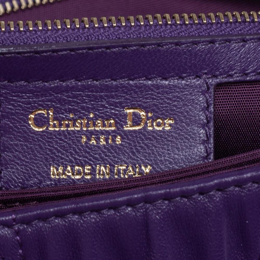 Dior Purple Cannage Leather Delices Gaufre Flap Shoulder Bag 6