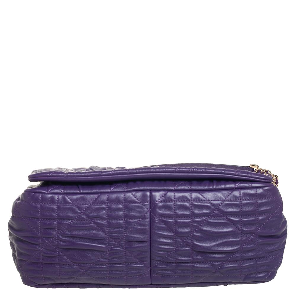 Dior Purple Cannage Leather Delices Gaufre Flap Shoulder Bag 1