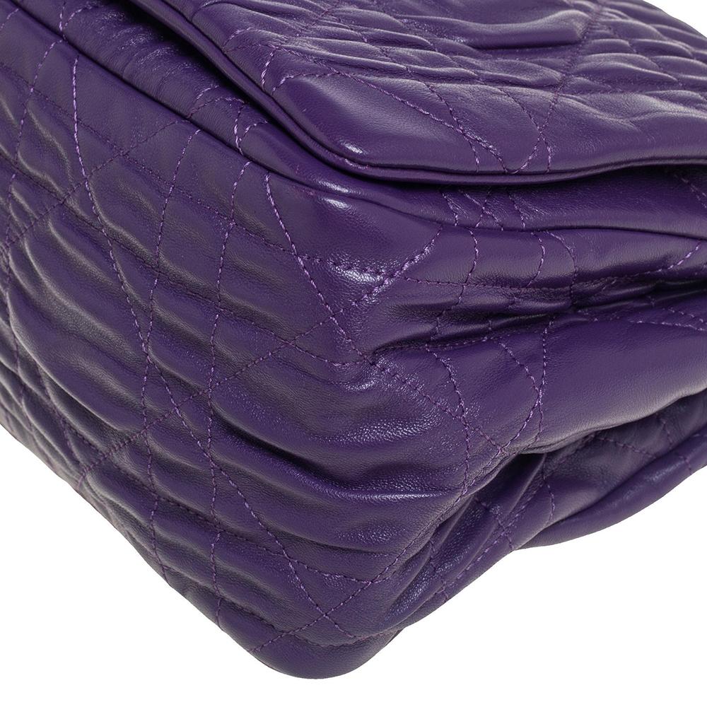Dior Purple Cannage Leather Delices Gaufre Flap Shoulder Bag 2