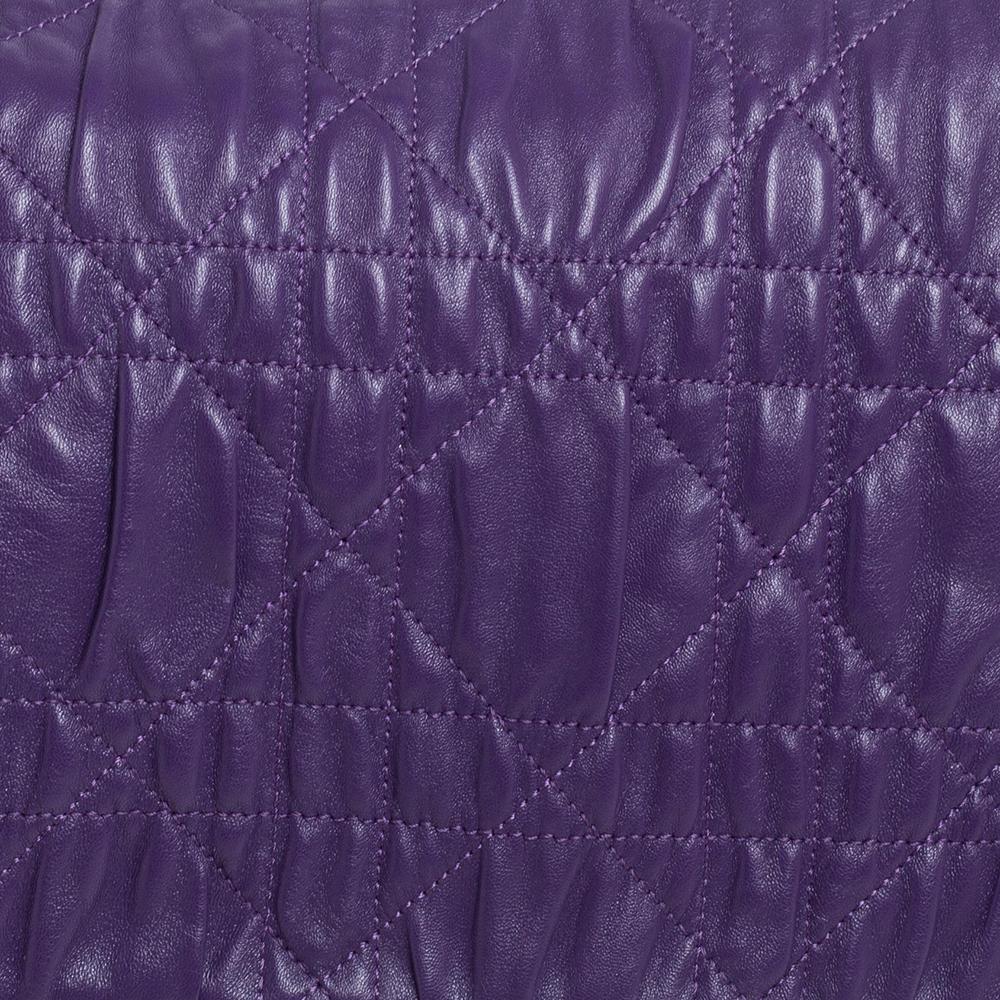 Dior Purple Cannage Leather Delices Gaufre Flap Shoulder Bag 4