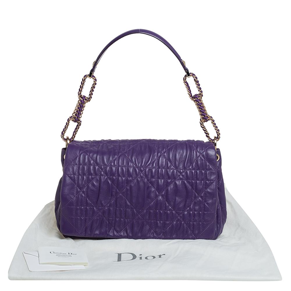 Dior Purple Cannage Leather Delices Gaufre Flap Shoulder Bag 5