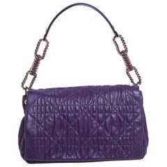 Dior Purple Cannage Leather Delices Gaufre Flap Shoulder Bag