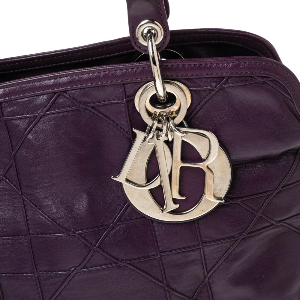 Dior Purple Cannage Leather Granville Tote 6