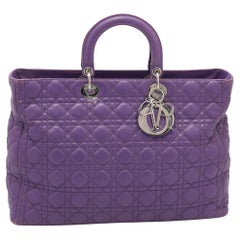 Dior Purple Cannage Leather Large Soft Lady Dior Tote