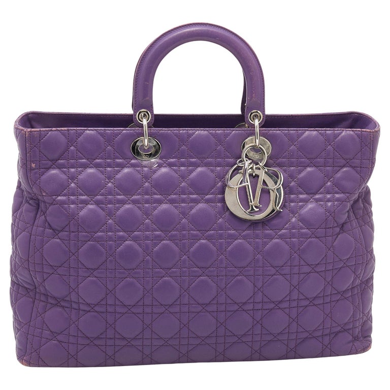 Dior Purple Cannage Leather Large Soft Lady Dior Tote For Sale at 1stDibs