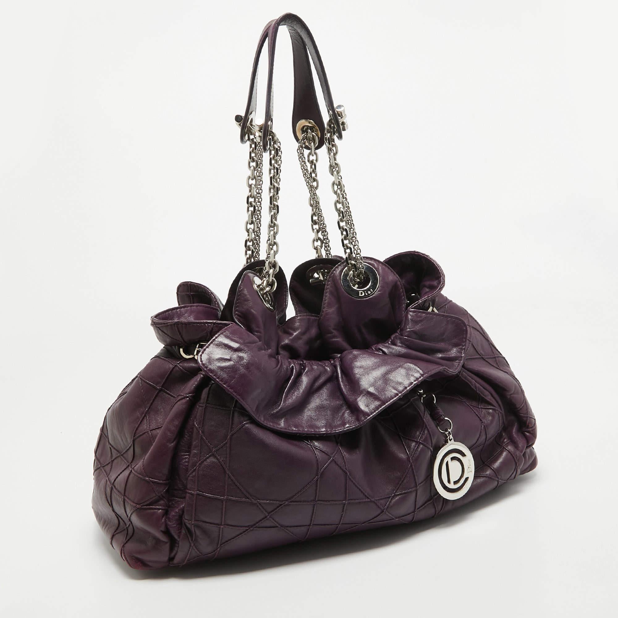 Dior Purple Cannage Leather Le Trente Shoulder Bag en vente 6