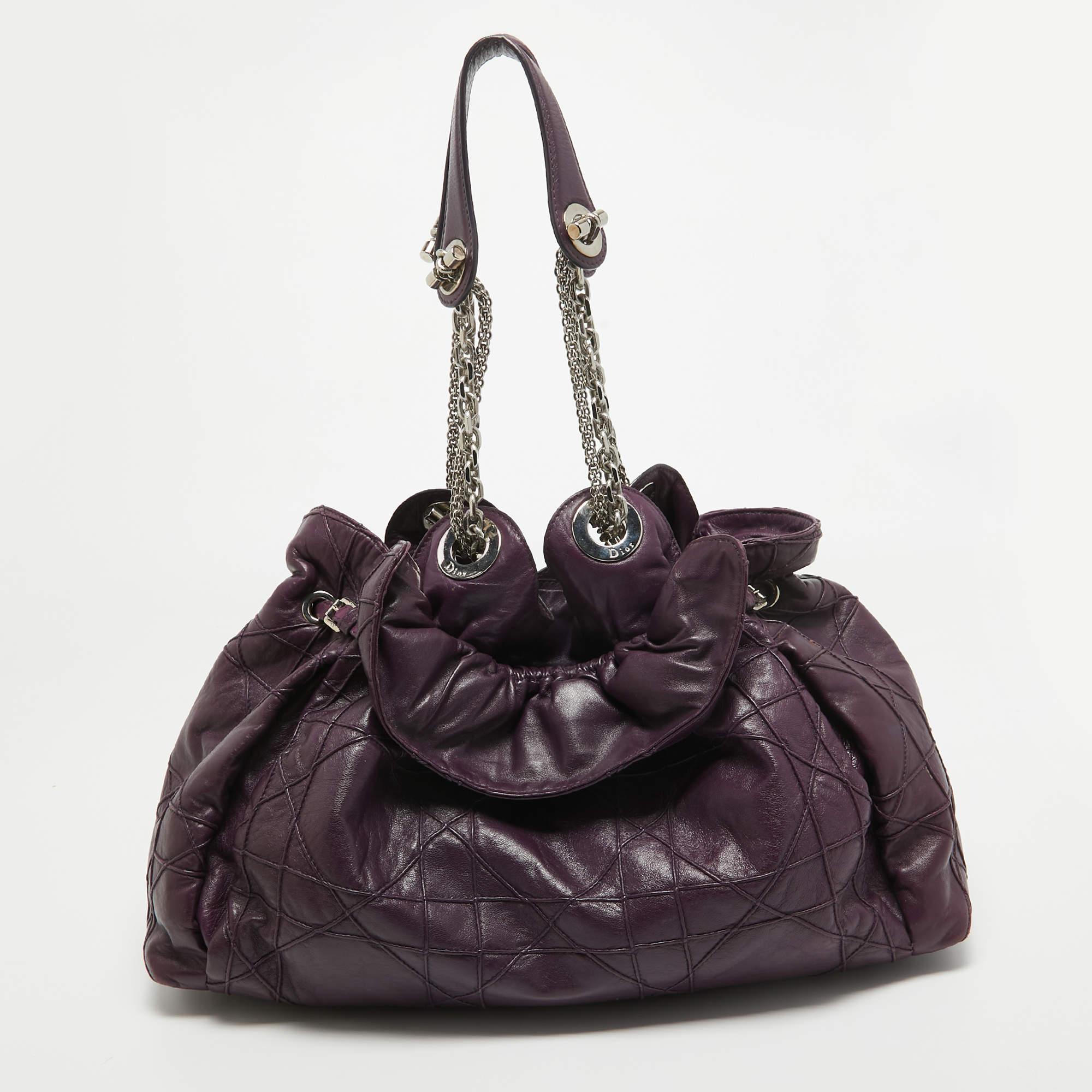 Dior Purple Cannage Leather Le Trente Shoulder Bag For Sale 7
