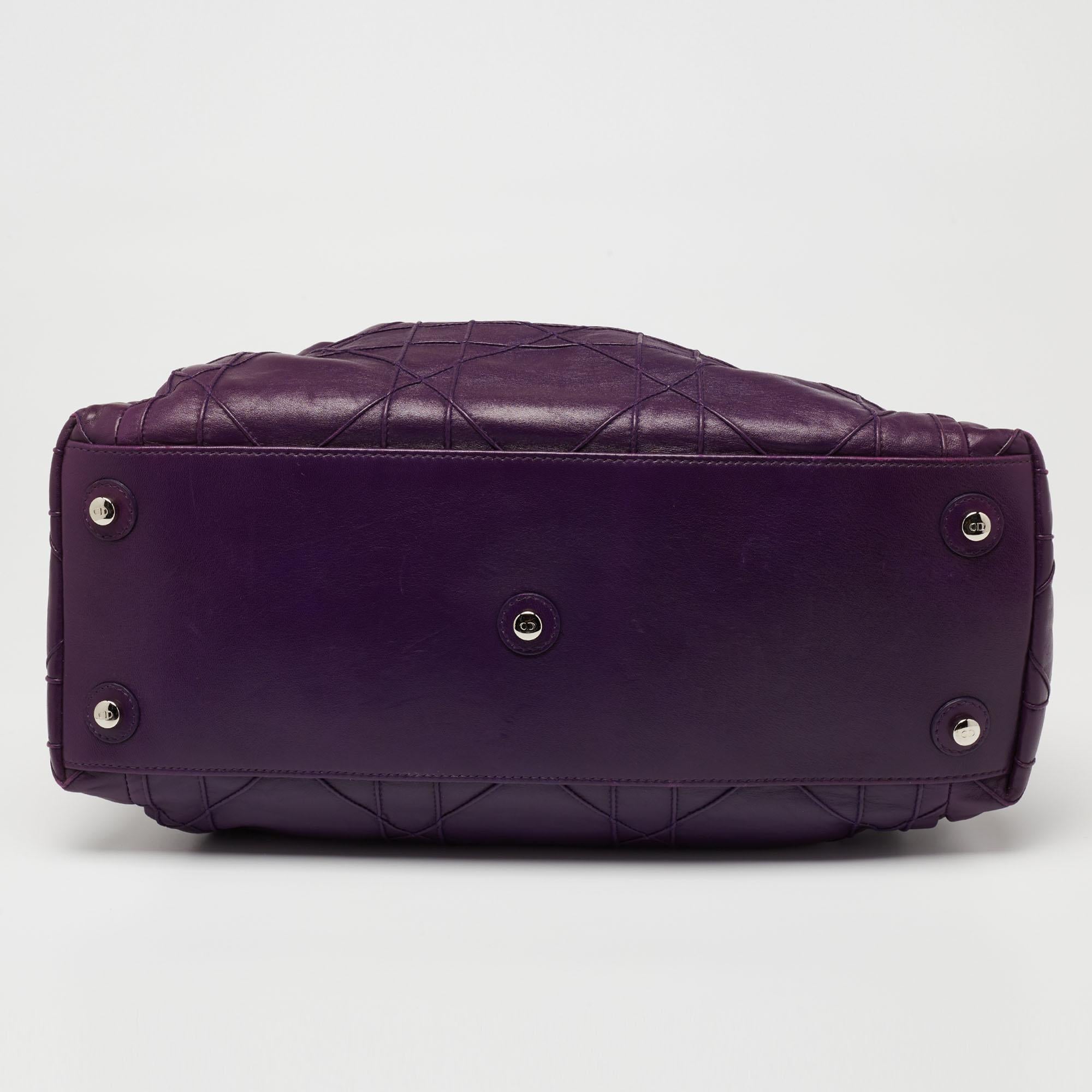 Black Dior Purple Cannage Leather Le Trente Shoulder Bag