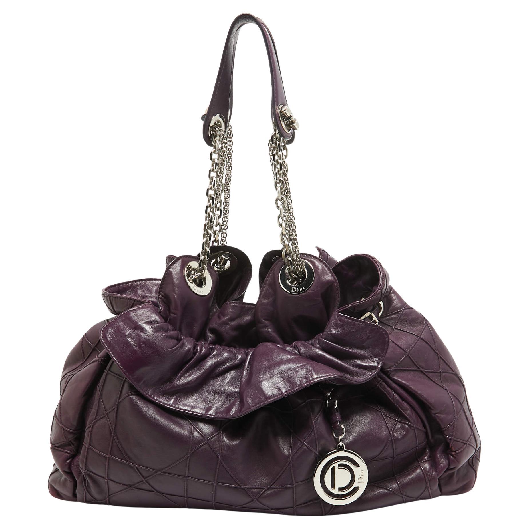 Dior Purple Cannage Leather Le Trente Shoulder Bag For Sale