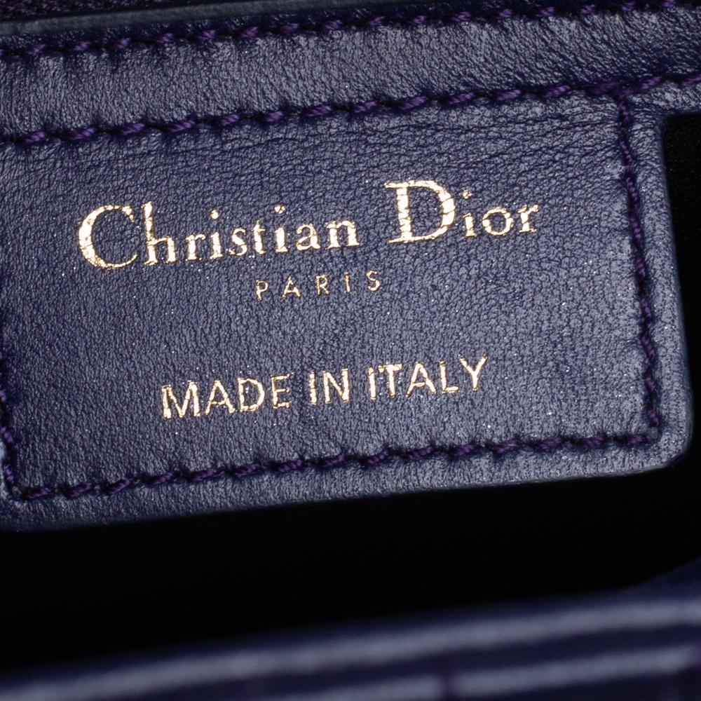 Dior Purple Cannage Leather Medium Lady Dior Tote 5