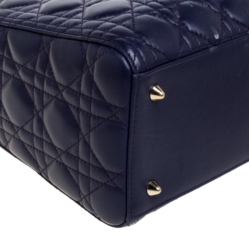 Dior Purple Cannage Leather Medium Lady Dior Tote 1
