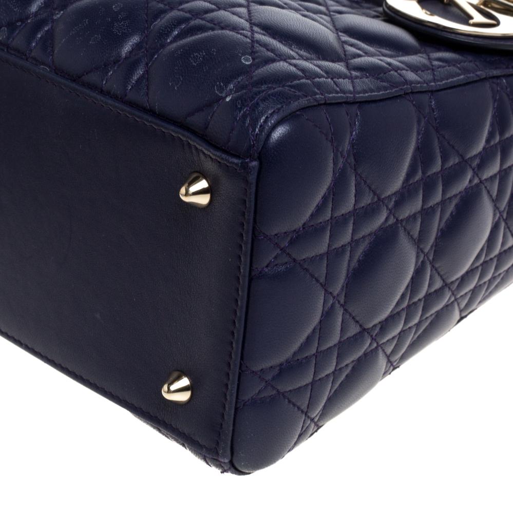Dior Purple Cannage Leather Medium Lady Dior Tote 2