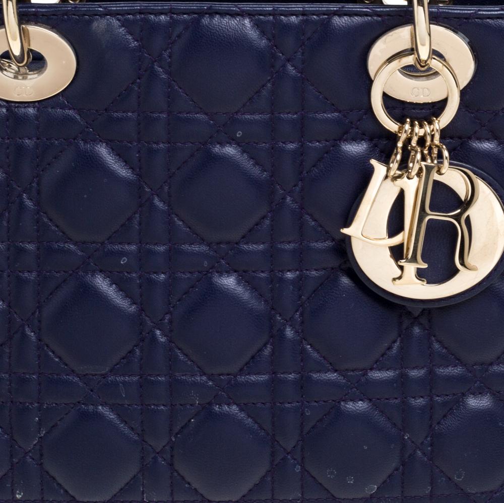 Dior Purple Cannage Leather Medium Lady Dior Tote 4