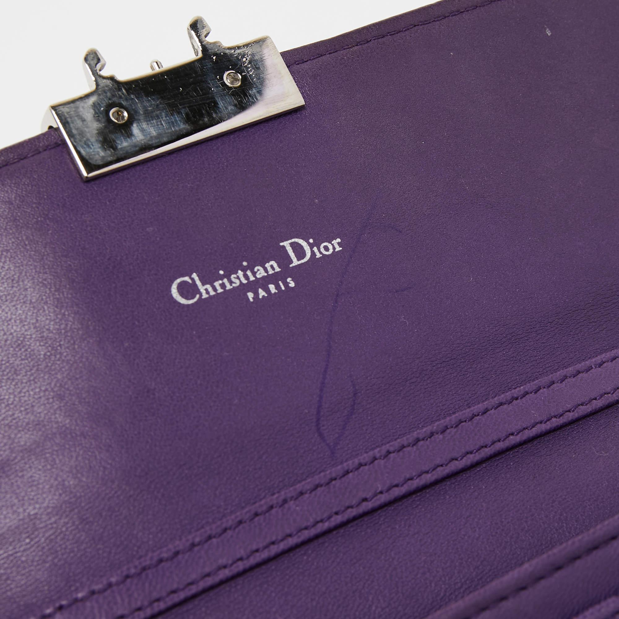 Dior Purple Cannage Leather Miss Dior Promenade Wallet on Chain 6