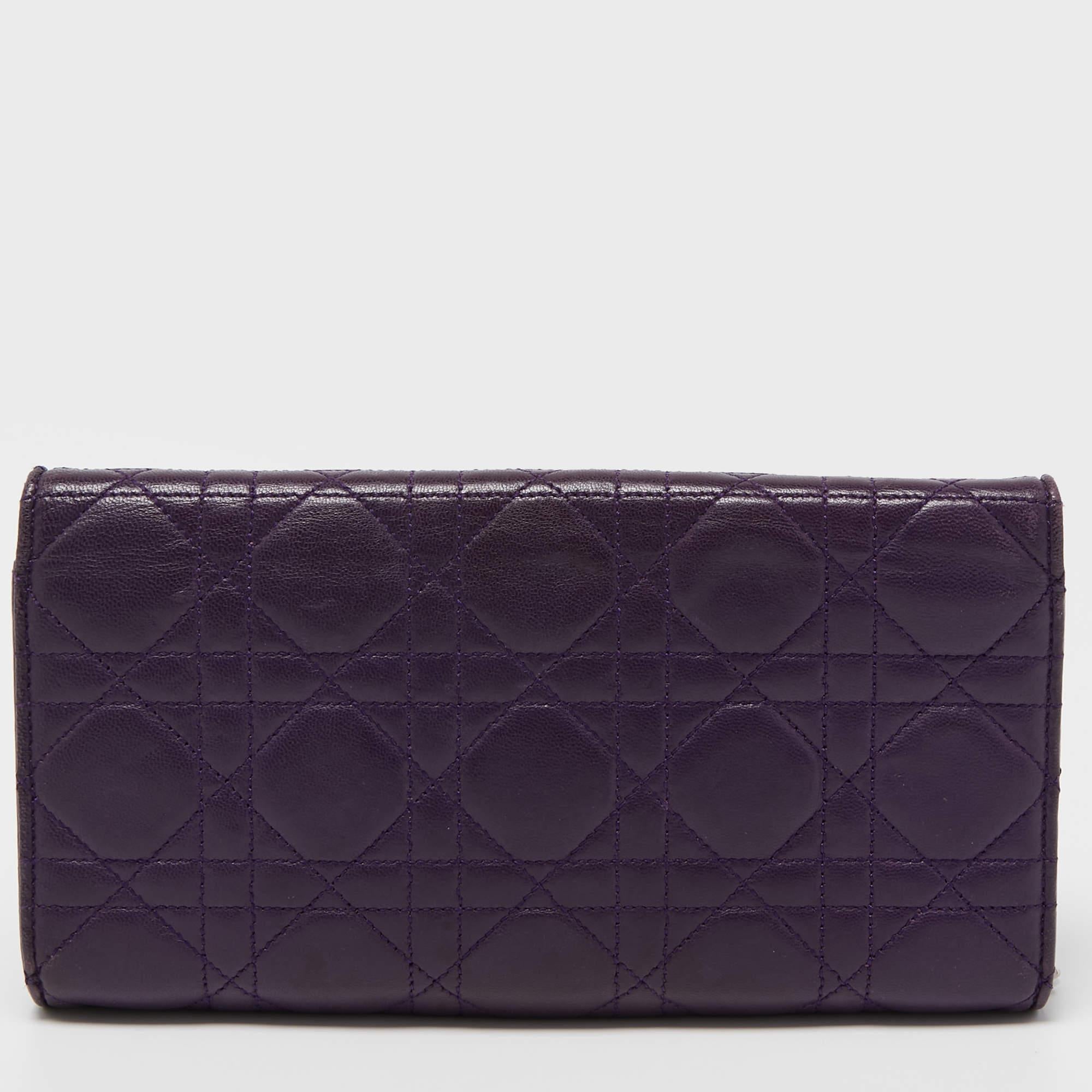 Dior Purple Cannage Leather Miss Dior Promenade Wallet on Chain 7