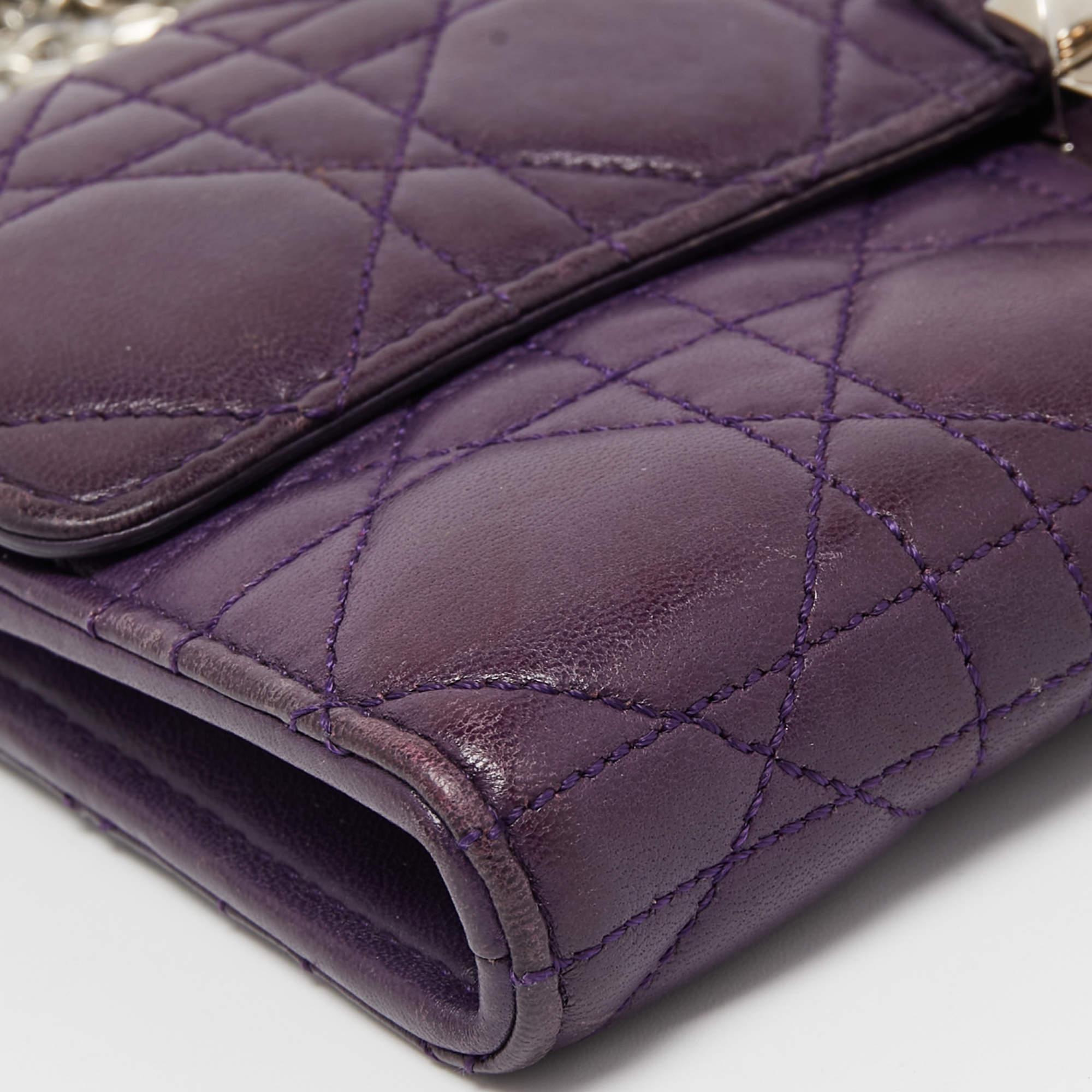 Dior Purple Cannage Leather Miss Dior Promenade Wallet on Chain 8