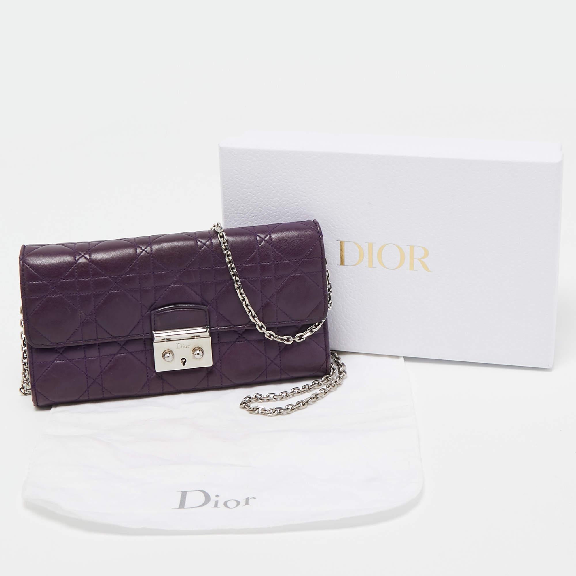 Dior Purple Cannage Leather Miss Dior Promenade Wallet on Chain 9