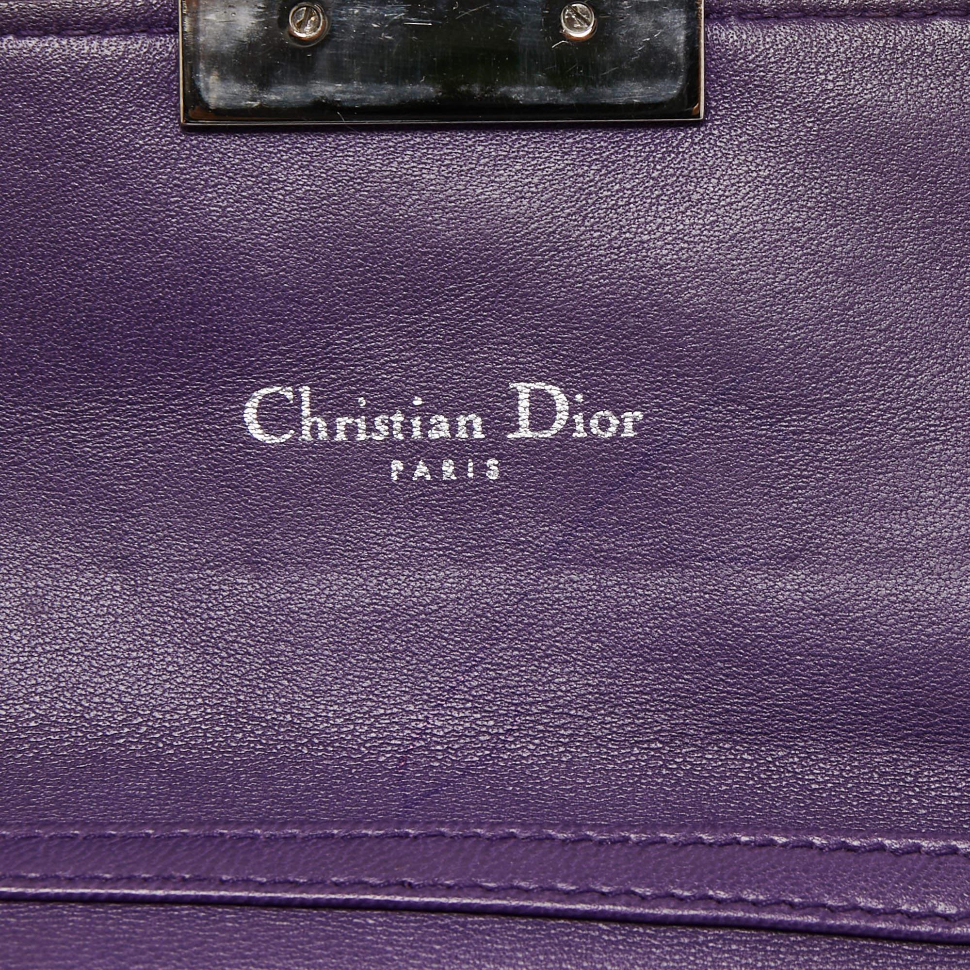 Women's Dior Purple Cannage Leather Miss Dior Promenade Wallet on Chain