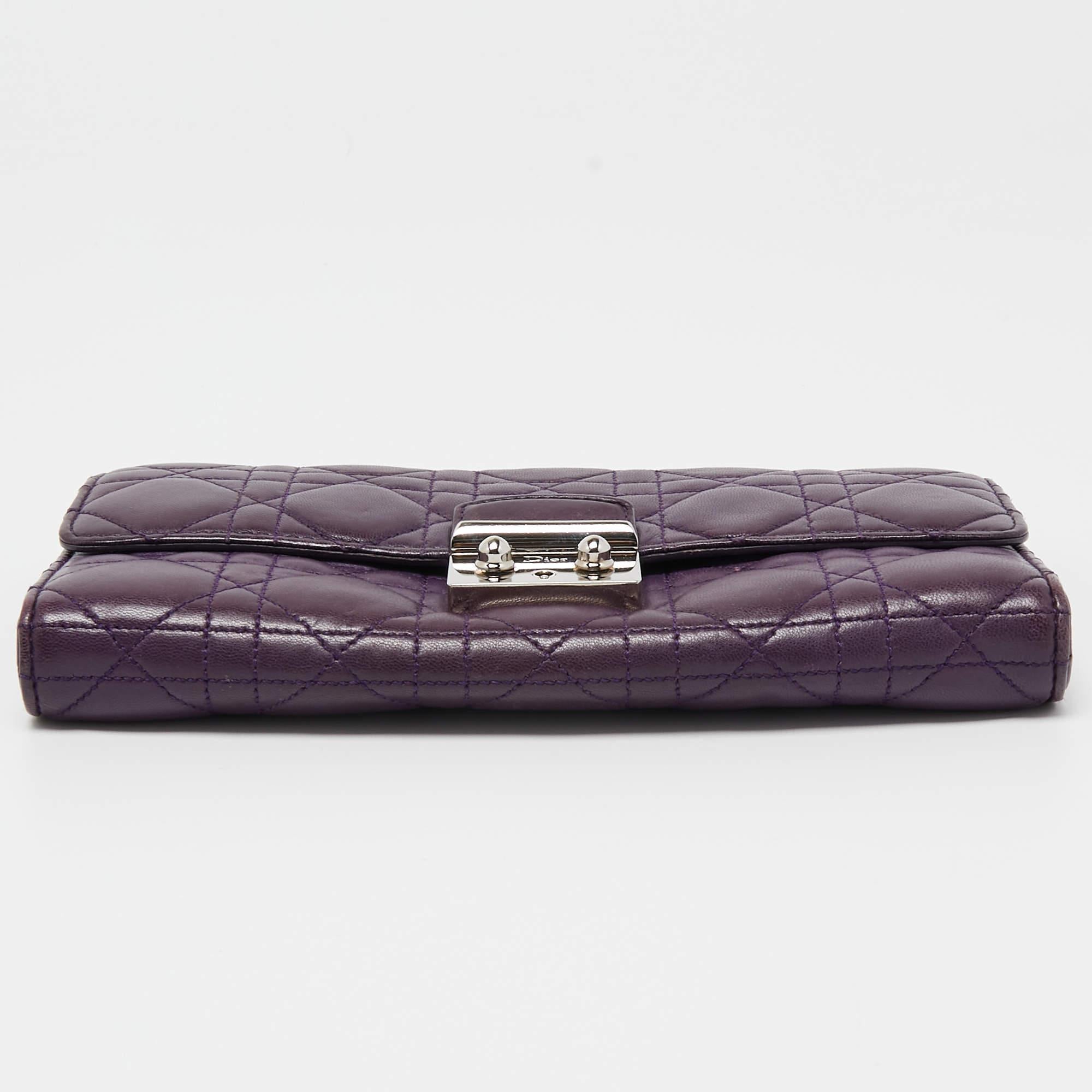 Dior Purple Cannage Leather Miss Dior Promenade Wallet on Chain 2