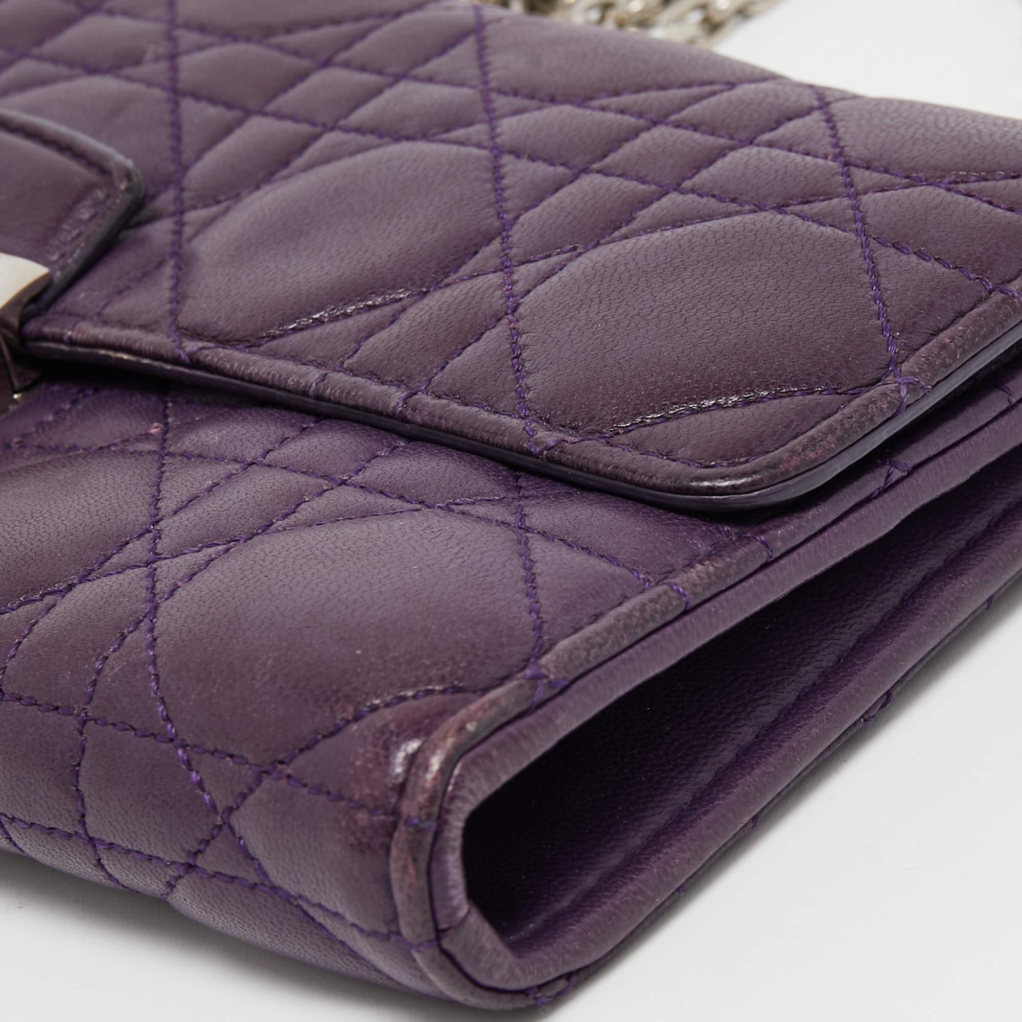 Dior Purple Cannage Leather Miss Dior Promenade Wallet on Chain 3